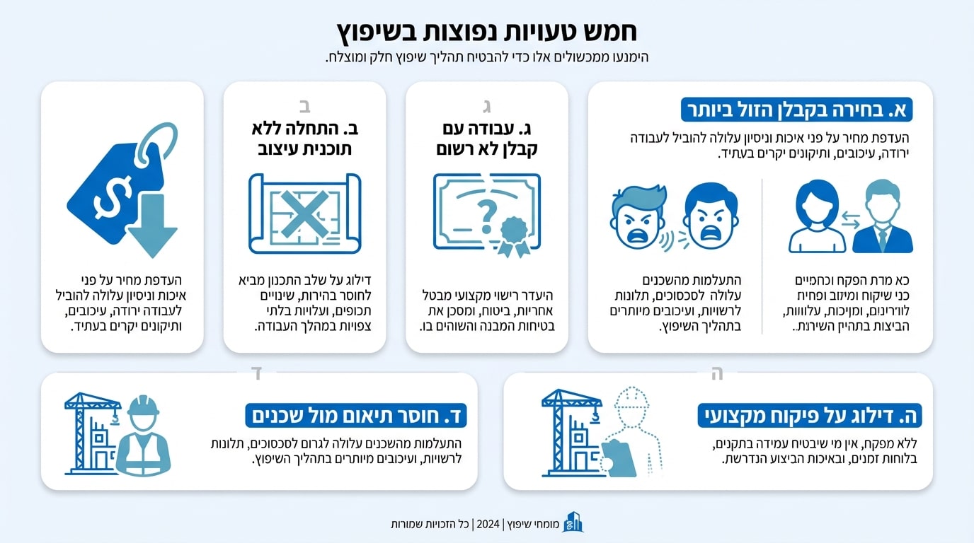 חמש טעויות יקרות בשיפוץ דירה בהוד השרון שחייבים להימנע מהן