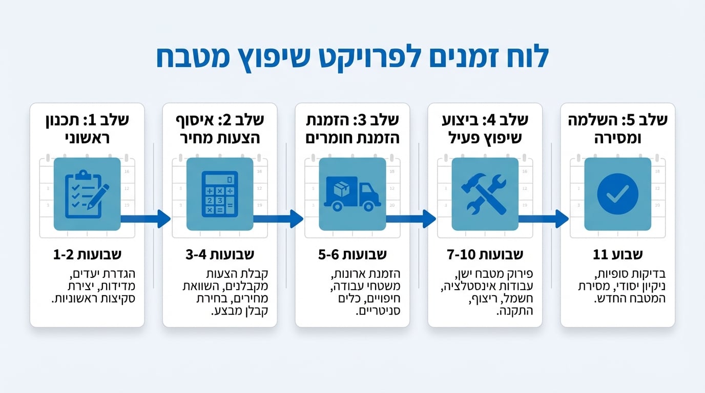לוח זמנים לשיפוץ מטבח - תכנון נכון