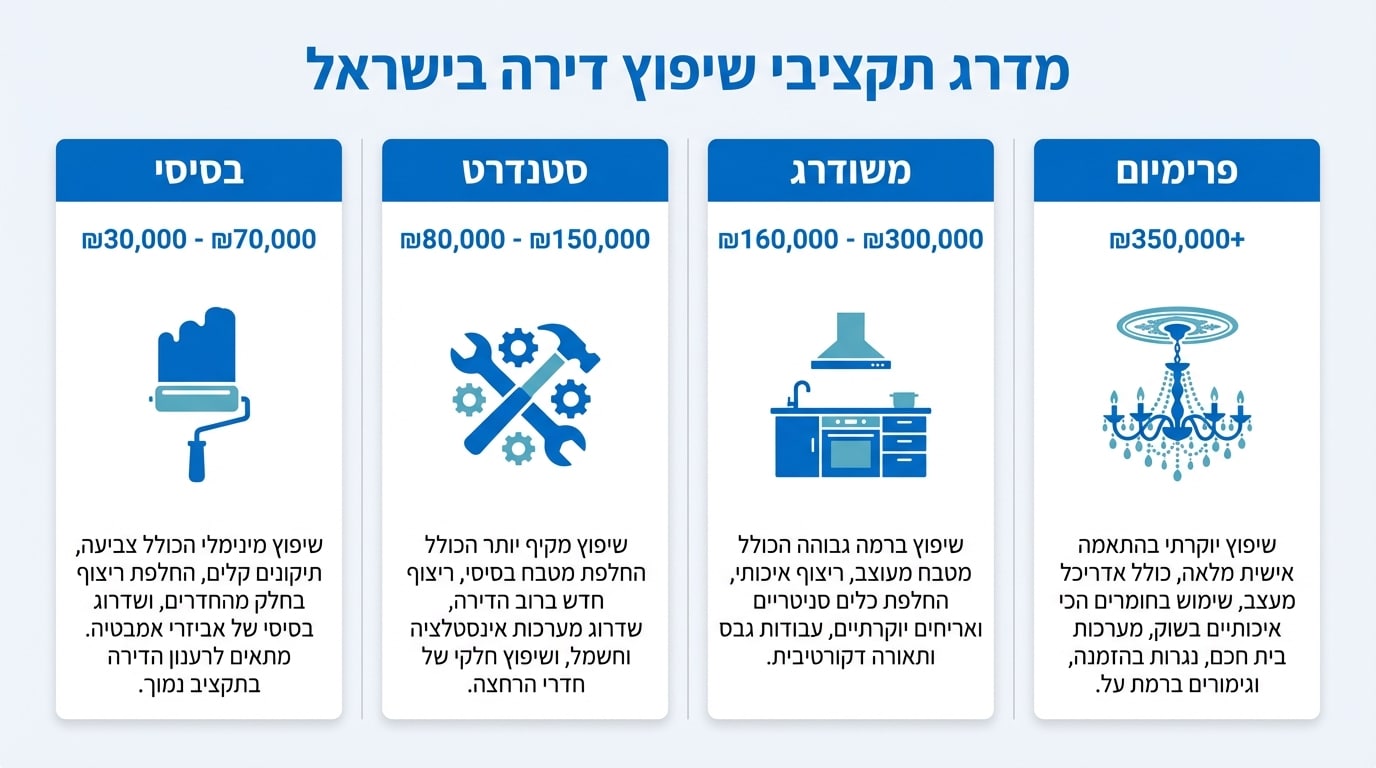 כמה עולה שיפוץ דירה? מדריך מקיף למחירי שיפוצים ותקציב