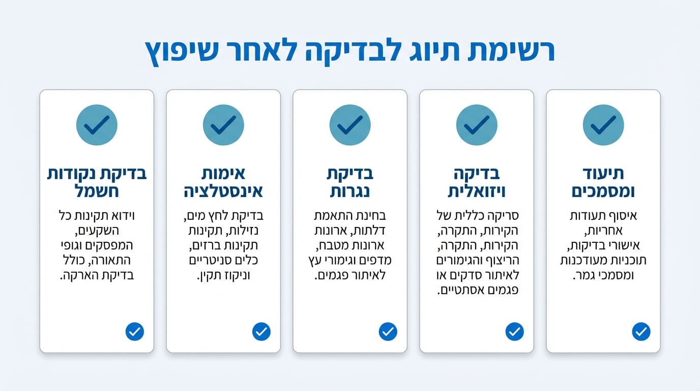 בדיקות סיום שיפוץ - וידוא איכות ותקינות