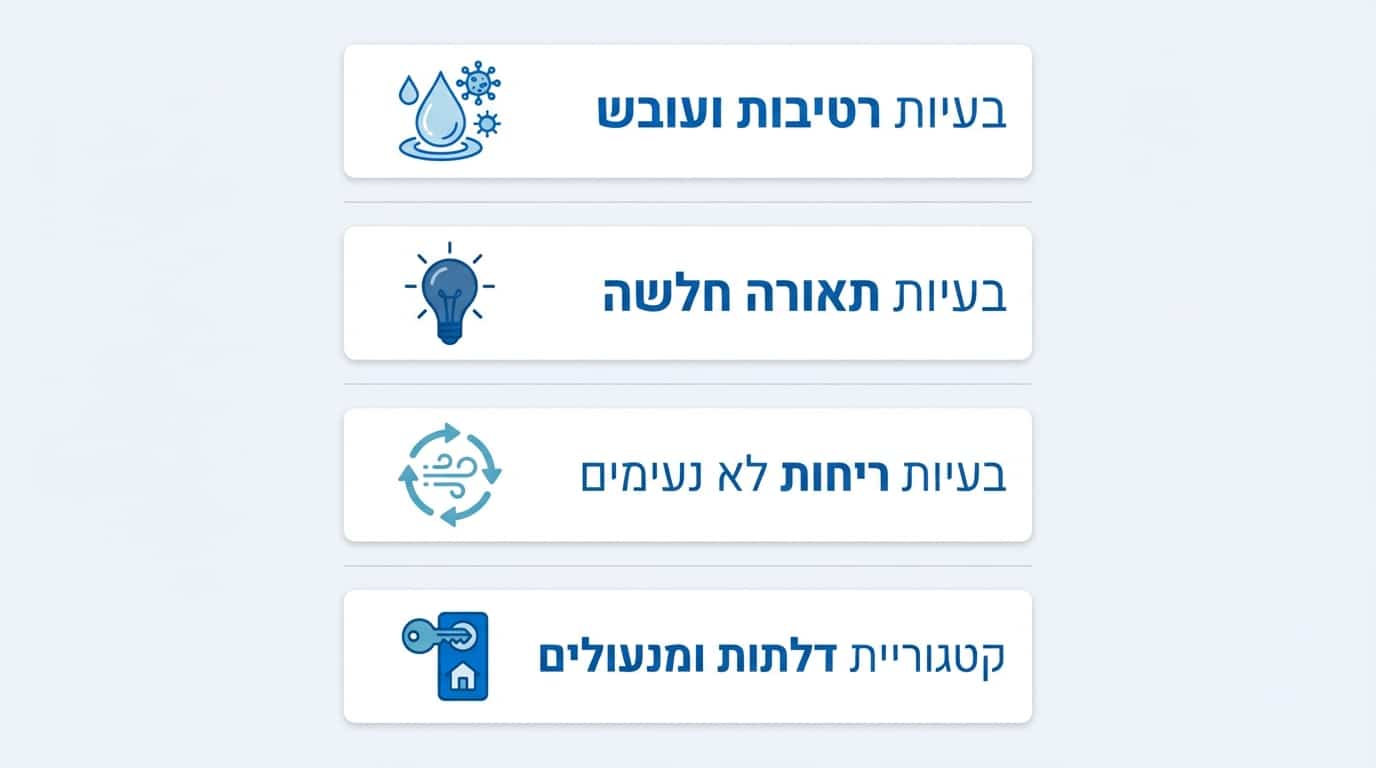 תיקונים חובה לפני מכירת דירה - רטיבות תאורה וריחות