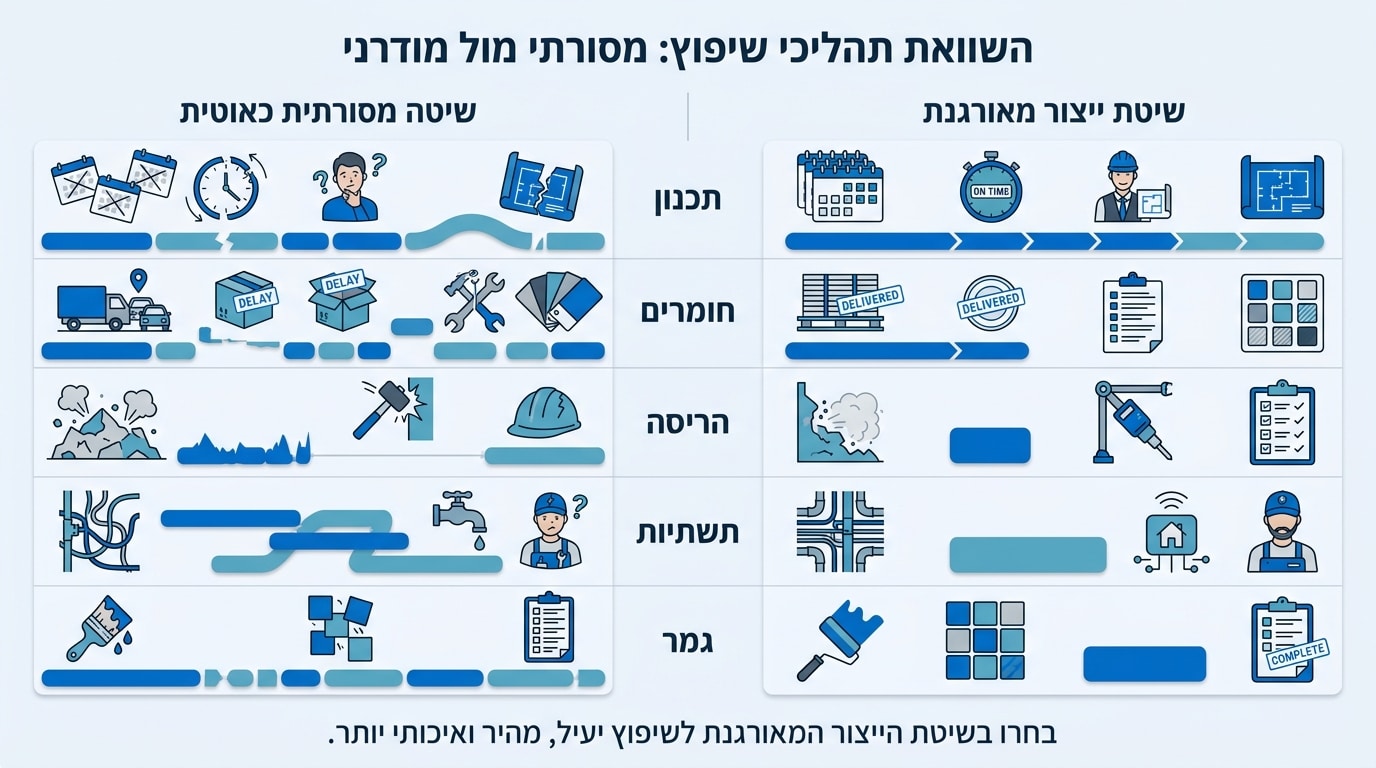 שיפוץ מהיר בכרכור - 21 ימי עבודה במקום חודשים