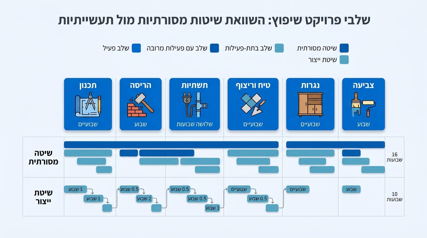 לוח זמנים לשיפוץ דירה בכרכור - כל השלבים