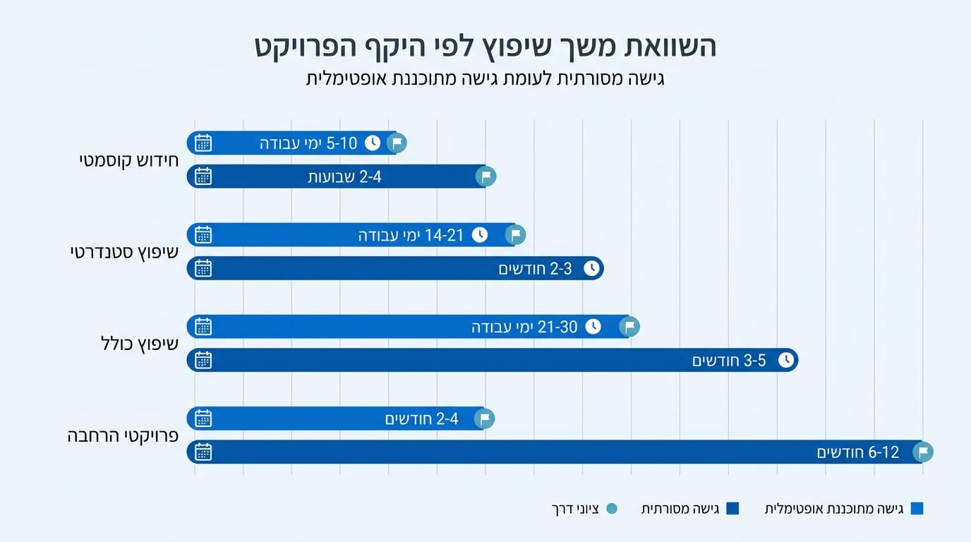 לוח זמנים לשיפוץ בית פרטי עם תכנון מקדים מול שיפוץ מסורתי