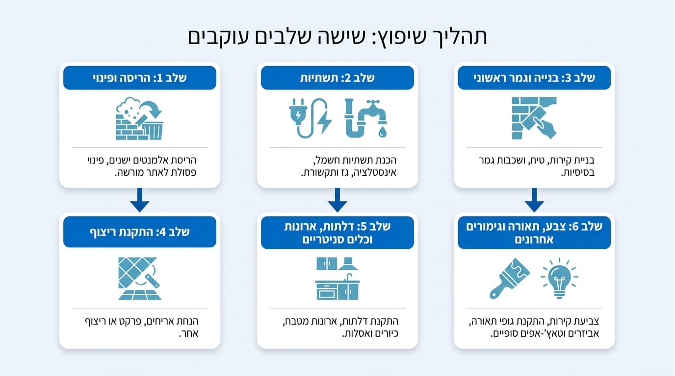 שלבי שיפוץ בית פרטי מהריסה ועד גימור סופי