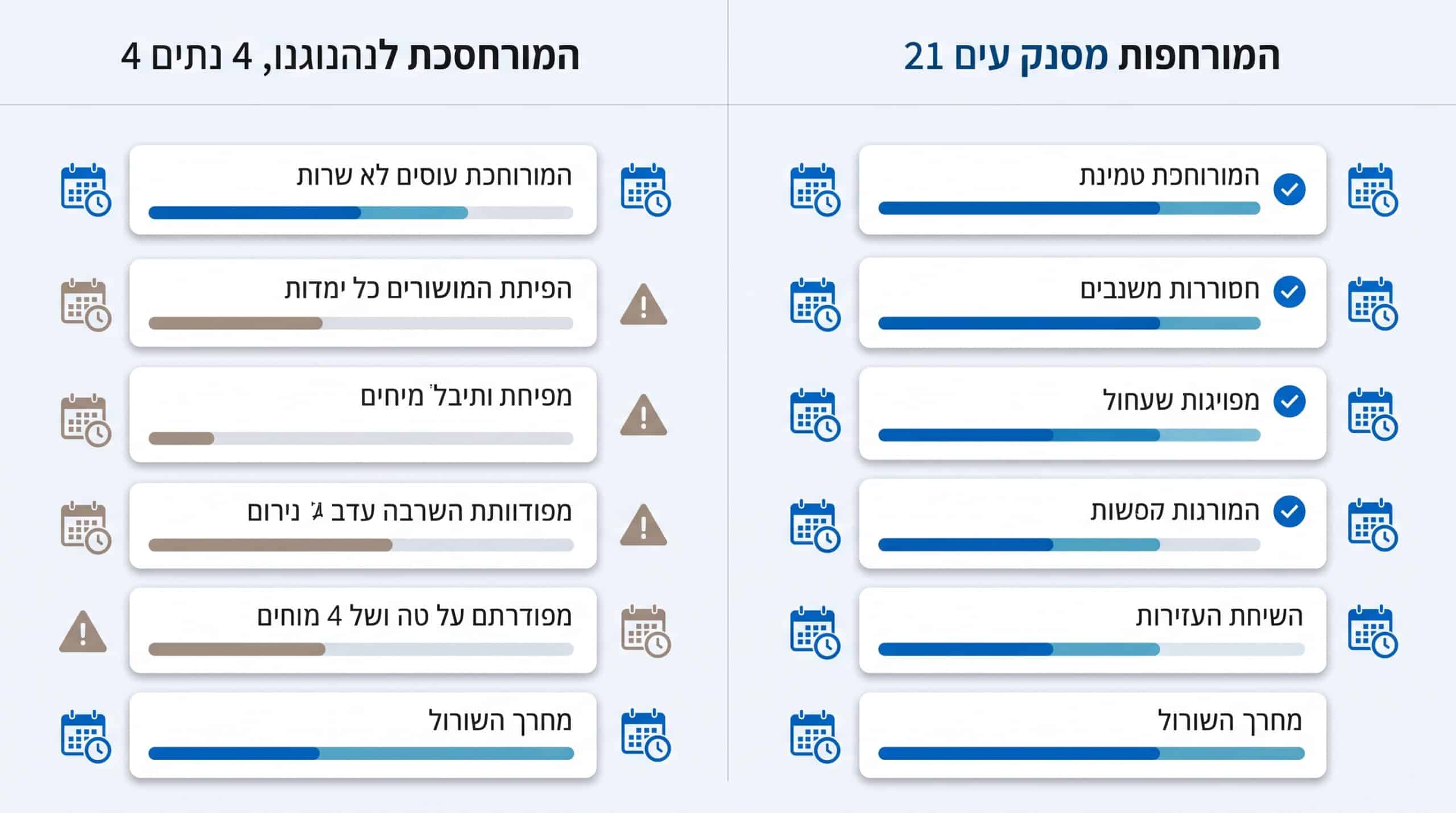 השוואה בין שיפוץ מנוהל תוך 21 ימי עבודה לשיפוץ שנמשך חודשים