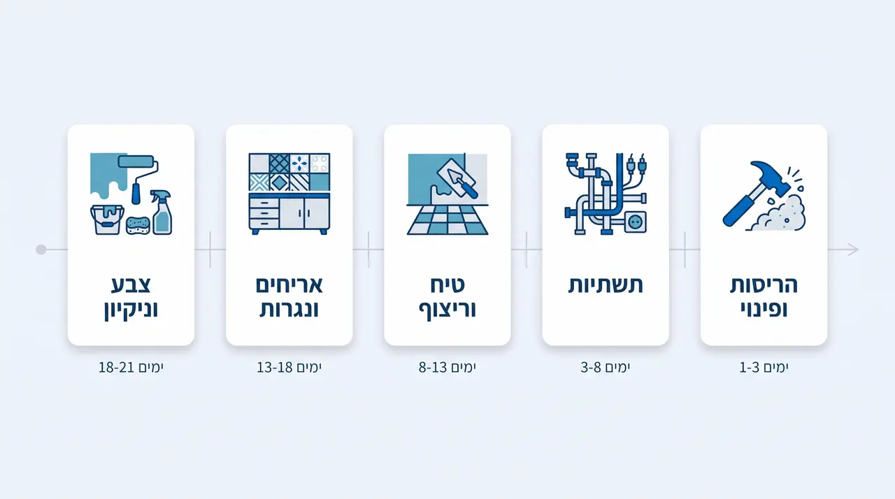 לוח זמנים לשיפוץ דירה הכל כלול בתוך 21 ימי עבודה